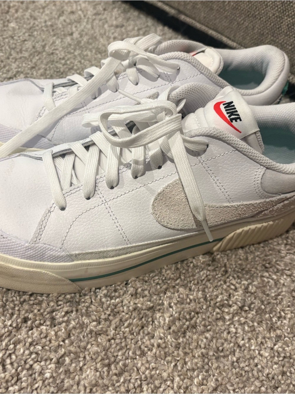 Nike White Sneakers with Beige Suede Swoosh